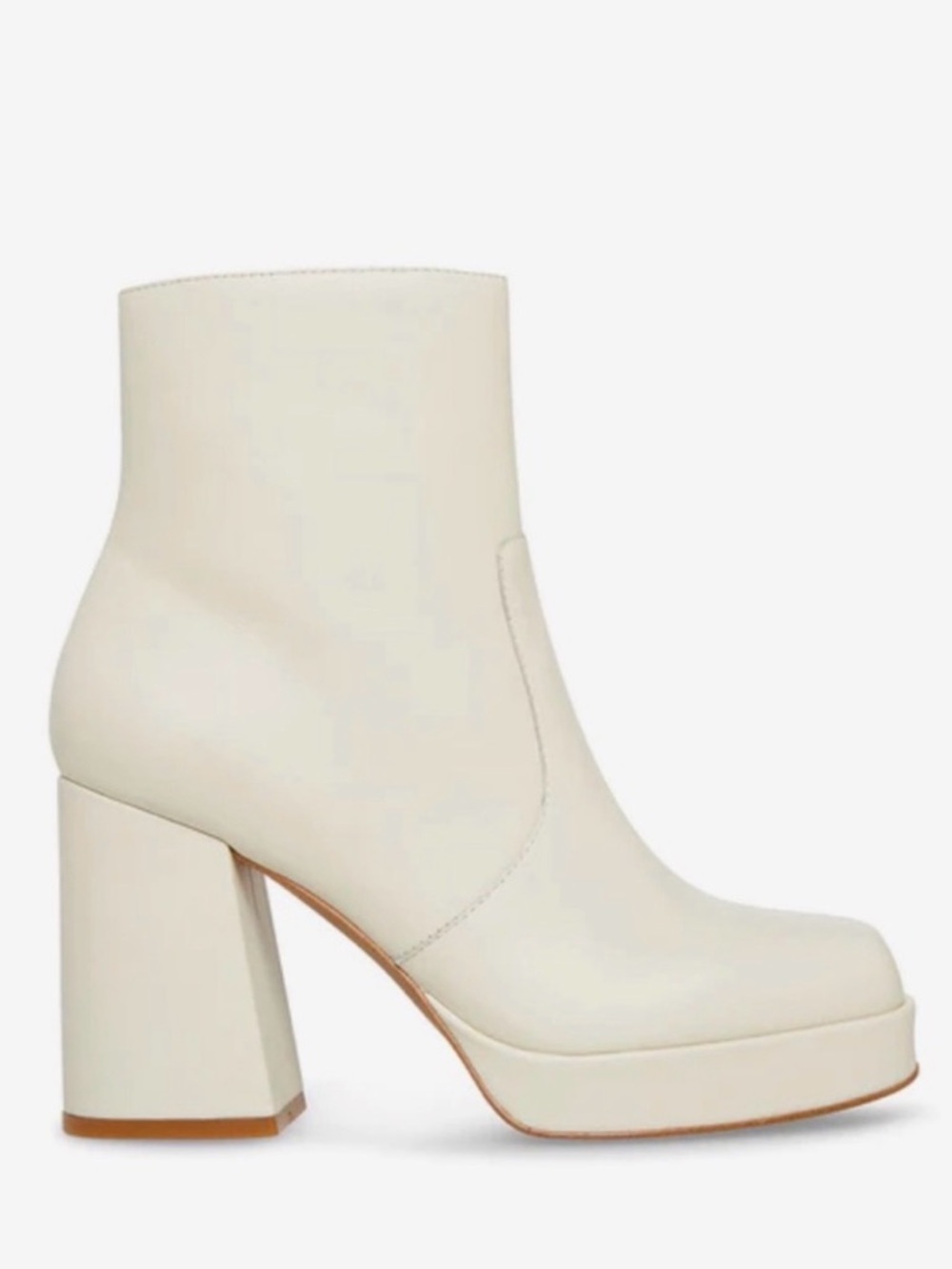 Steve Madden “Enzo” White Platform Block Heel Ankle Boots • sz 8.5